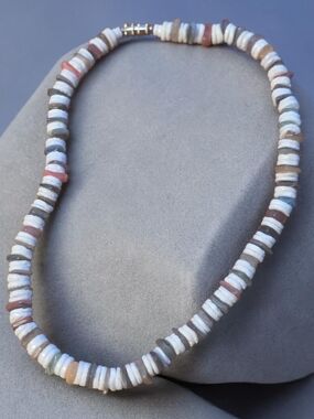 White Puka Shell Heishe Beaded Choker Necklace